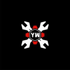 YW Initials Vektor Stok Otomotif Logo Design