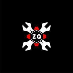 ZQ Initials Vektor Stok Otomotif Logo Design