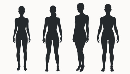 Body transformation silhouettes in vector style, visual empowerment