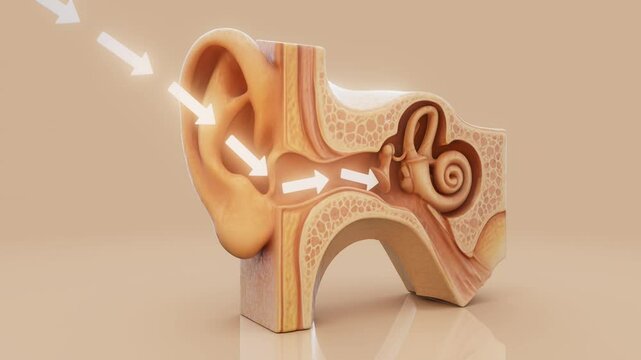 Conceptual 3D animation of an ear anatomy
