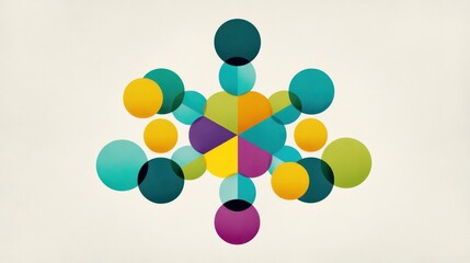 Artistic Molecule Illustration with Shapes