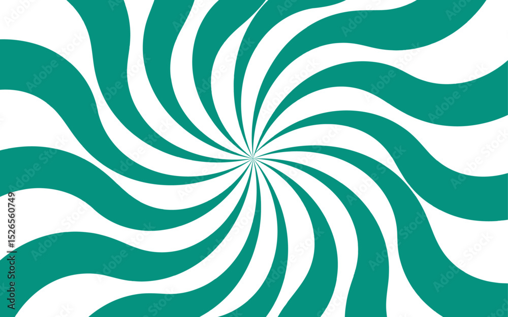 Aufkleber Abstract dynamic vibrant background with bright teal and white spiral rays. Sunburst pinwheel design, with sense of movement and energy. Wavy, curved stripes twist with a visual illusion of spinning