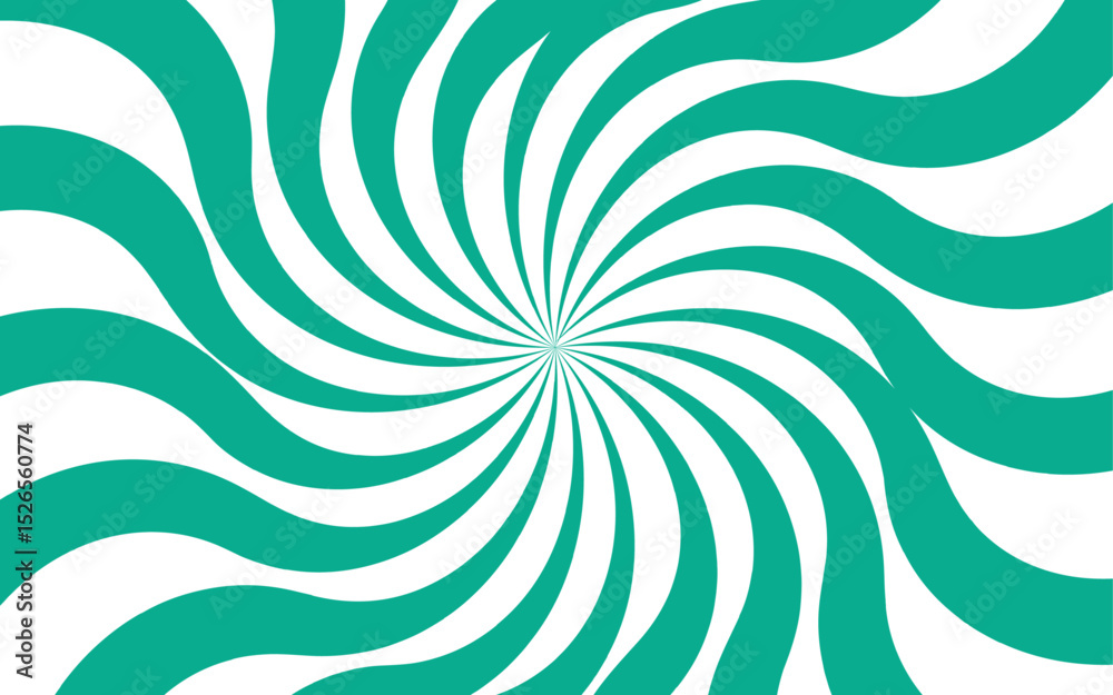 Aufkleber Abstract dynamic vibrant background with bright teal and white spiral rays. Sunburst pinwheel design, with sense of movement and energy. Wavy, curved stripes twist with a visual illusion of spinning