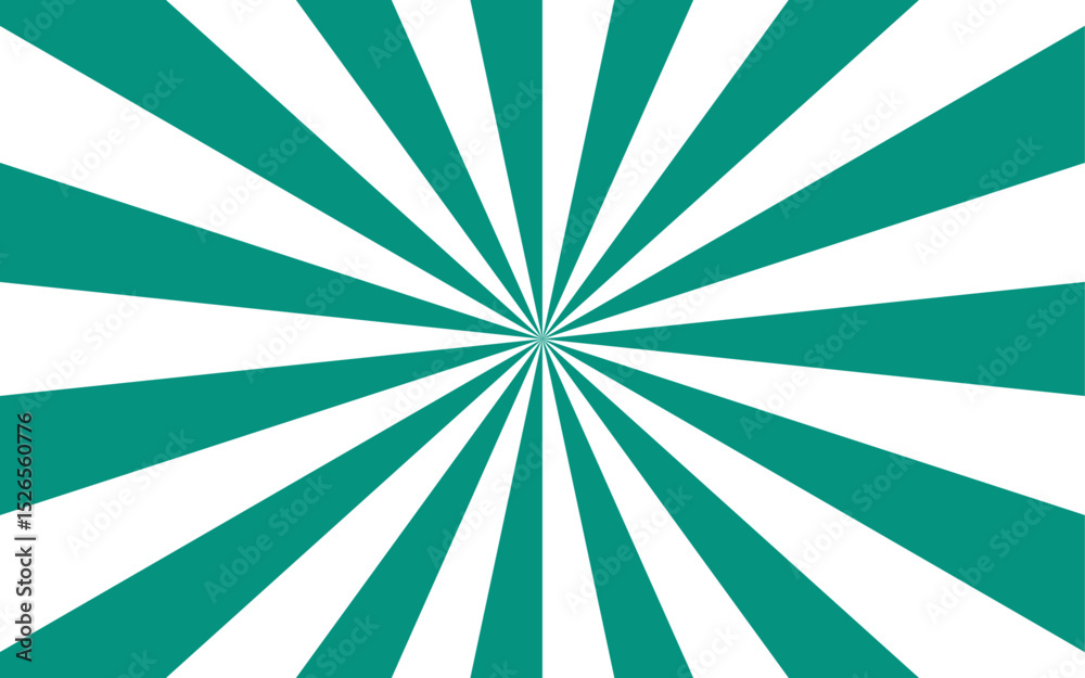 Poster Abstract dynamic vibrant background with bright teal and white spiral rays. Sunburst pinwheel design, with sense of movement and energy. Wavy, curved stripes twist with a visual illusion of spinning