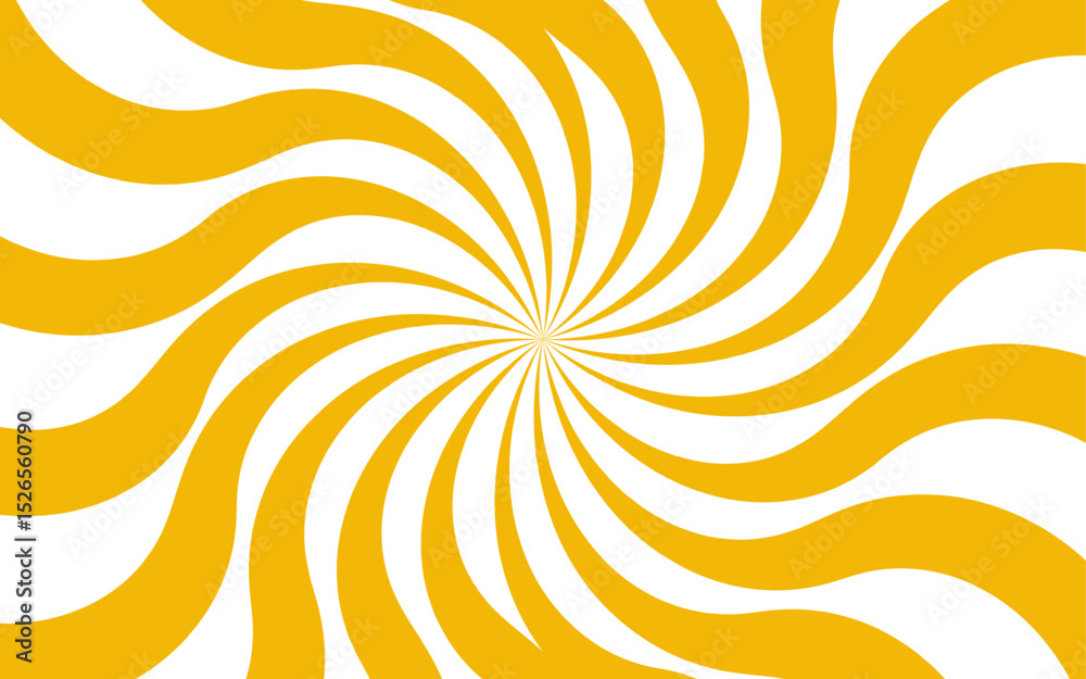 Poster abstract dynamic vibrant background with bright yellow and white spiral rays. sunburst pinwheel desi