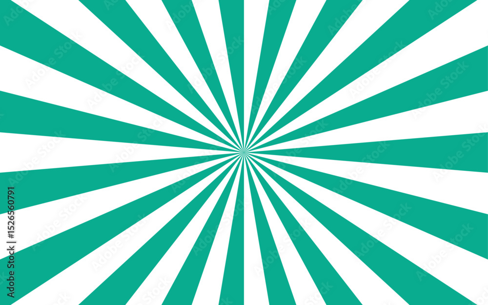 Poster Abstract dynamic vibrant background with bright teal and white spiral rays. Sunburst pinwheel design, with sense of movement and energy. Wavy, curved stripes twist with a visual illusion of spinning