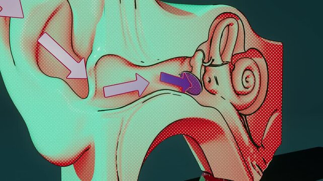 Conceptual 3D animation of an ear anatomy