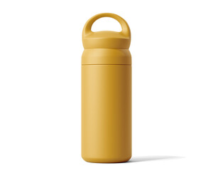 Blank Empty Thermos Water Bottle, Tumbler Bottle Isolated On Transparent Background, Prepared For Mockup, 3D Render.