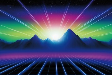 Purple lightning blue grid ground nature galaxy night.