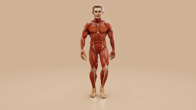 Conceptual 3D animation of a man's anatomy