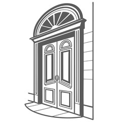 Elegant double door entrance silhouette with archway detail