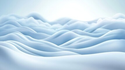 Obraz premium Gentle, undulating snow-covered hills under a pale sky.