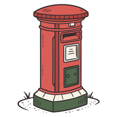 Red postbox mailbox silhouette illustration