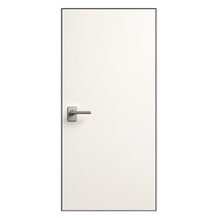 Sleek white modern minimalist door with metal handle. clean and simple interior design element providing feeling of quiet privacy and security in contemporary home