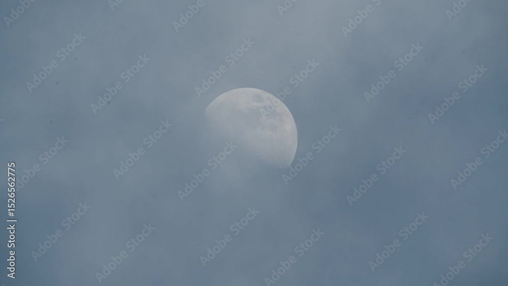 Canvas Prints moon and clouds. crescent moon between clouds full moon over blue sky