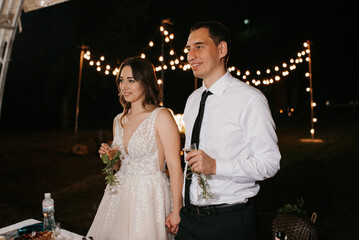 portrait of the newlyweds at the presidium