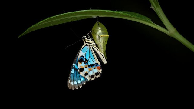 Butterfly emerging from cocoon