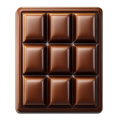 Obraz premium Milk chocolate bar nine squares isolated on transparent background