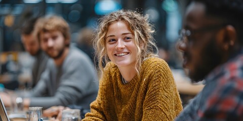 Candid, over-the-shoulder shot captures diverse university students collaborating at a table in a modern library, engaged in a lively, focused discussion.