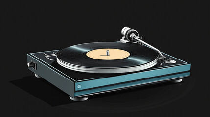 Vintage Turntable with Vinyl Record for Retro Music Concept