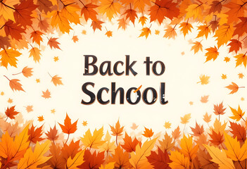 Autumnal back to school banner with falling leaves and seasonal warm colors