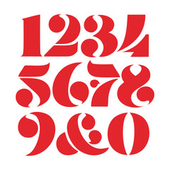Obraz premium Bold Red Number Set from 1 to 0