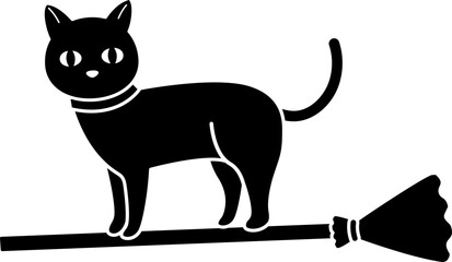 Halloween black cat Silhouette.
Cute black cat flat cartoon vector illustration isolated.
Transparent background.SVG file.