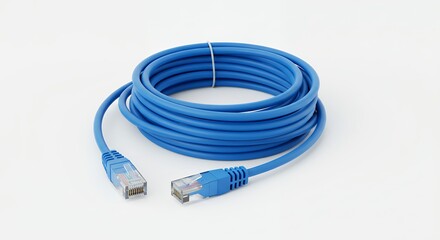 Coiled blue ethernet cable