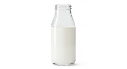 Glass milk bottle isolated on white background