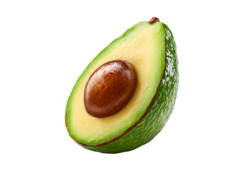 Fresh ripe avocado half isolated on black background, On Transparent Background