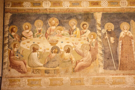 Paintings in the Refectory of Pomposa Abbey, Ferrara, Italy