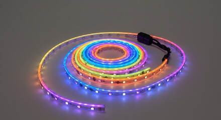 Fototapeta premium Multicolored led strip lights coiled