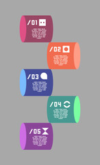 3D Cylinder Infographic Steps – Colorful Abstract Process Diagram