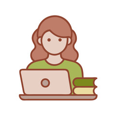 Female Student Studying on Laptop
