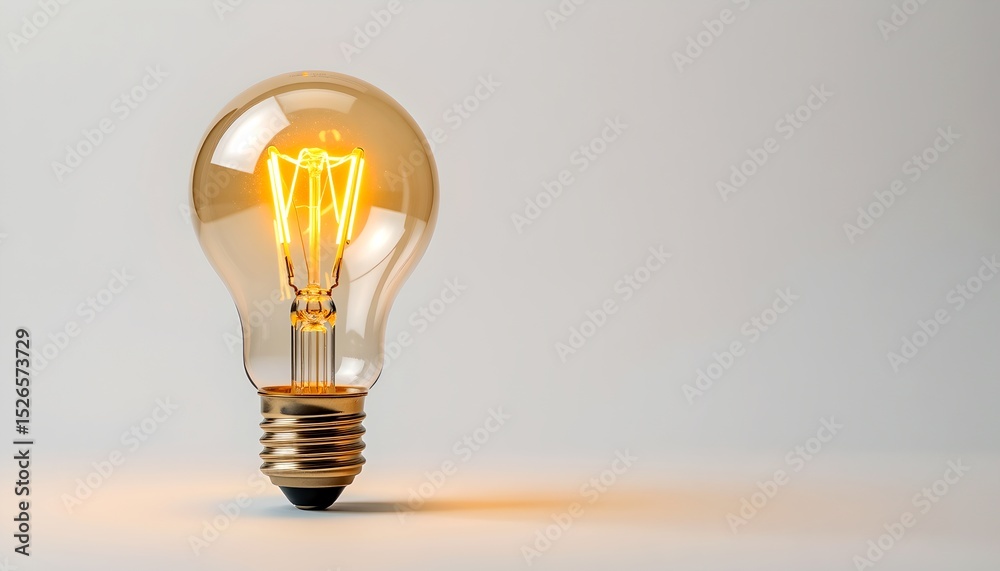 Poster a glowing light bulb against a soft backdrop, symbolizing an innovative idea. the filament inside is