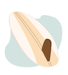 Wooden surfboard front. wood board for summer beach activity, surfing on sea waves. 