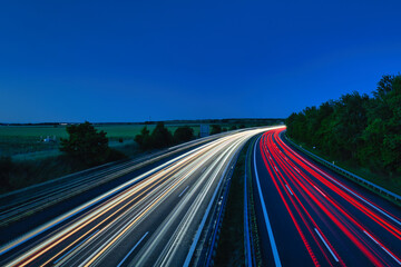 Langzeitbelichtung - Autobahn - Strasse - Traffic - Travel - Background - Line - Ecology - Highway - Long Exposure - Motorway - Night Traffic - Light Trails - High quality photo