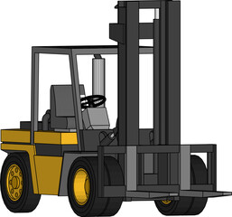 Yellow forklift with heavy forklift isolated on white background
