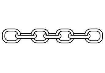 A simple black and white illustration of a short chain on a plain white background surface view