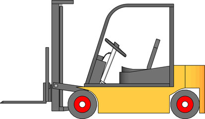 Yellow forklift with heavy forklift isolated on white background