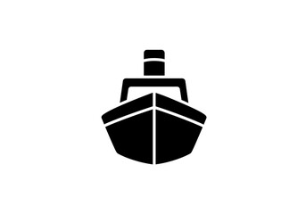 Obraz premium Illustration of a black silhouette of a boat with a smokestack on a white background