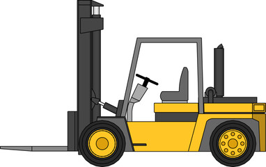 Yellow forklift with heavy forklift isolated on white background