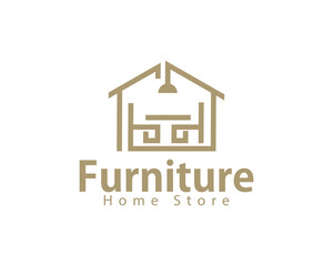 furniture logo creative home building design concept chair lamp