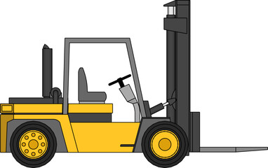 Yellow forklift with heavy forklift isolated on white background