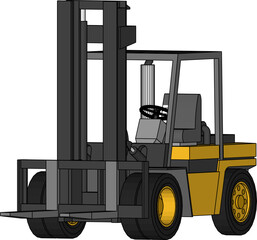 Yellow forklift with heavy forklift isolated on white background