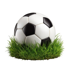Fototapeta premium Soccer ball in green grass isolated on transparent background