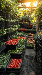 Vibrant display of organic produce at a local farmers  market