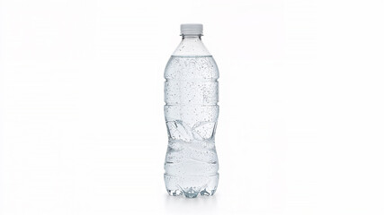 Sparkling water bottle on white background refreshing beverage