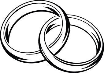 Wedding Rings Engagement Rings Icon on White Vector Backgrounds