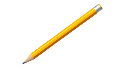 Yellow Pencil Isolated on Transparent Background – Writing and Drawing Tool for School and Office Use

